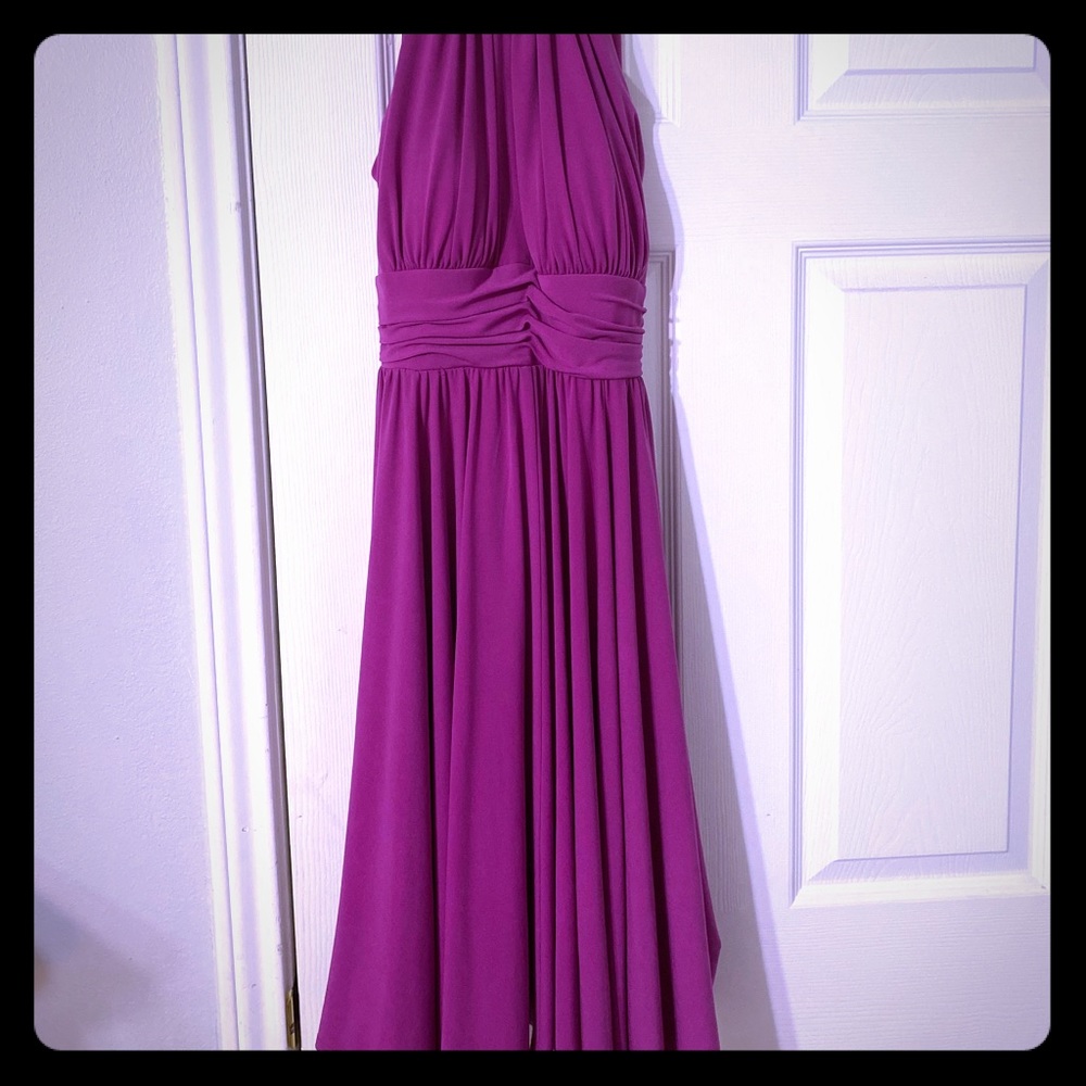Suzy Chin magenta Halter Cocktail Dress